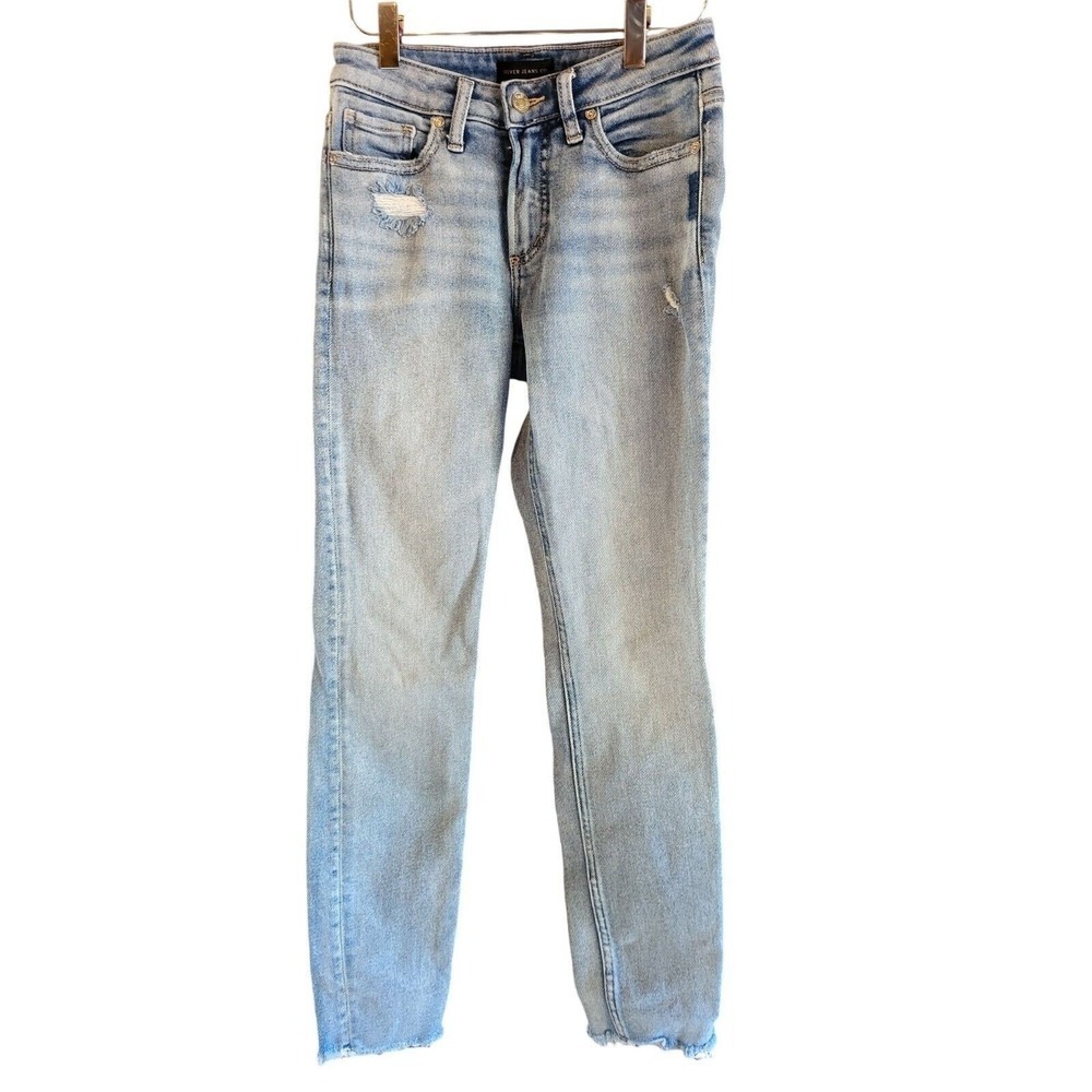 Silver Jeans Most Wanted Skinny 25X29 Womens Distressed Raw Hem Light Wash
